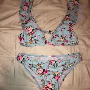 blue floral bikini